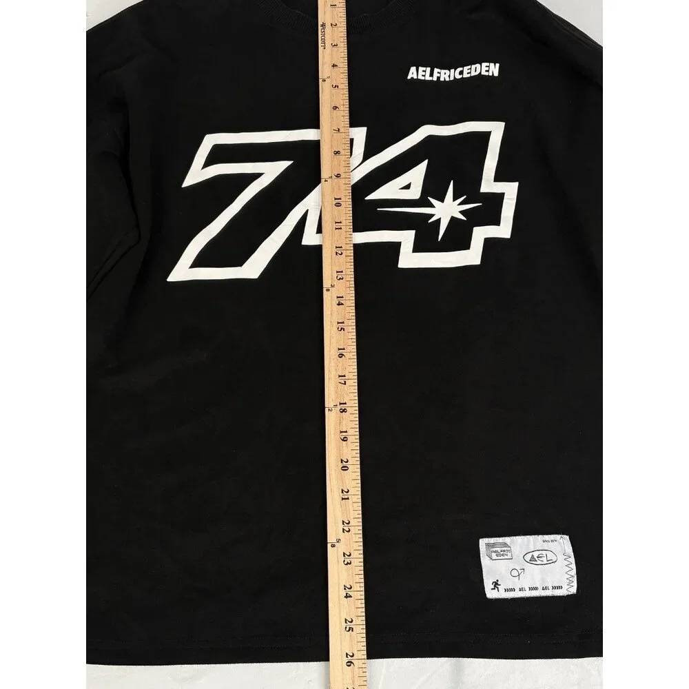 Aelfric Eden Oversized Lettered 74 Sweatshirt Men’s M Black Crewneck Pullover - Picture 9 of 13